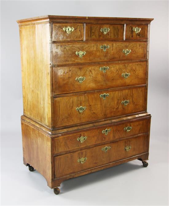 An 18th century walnut chest on stand, W.3ft 3.5in.